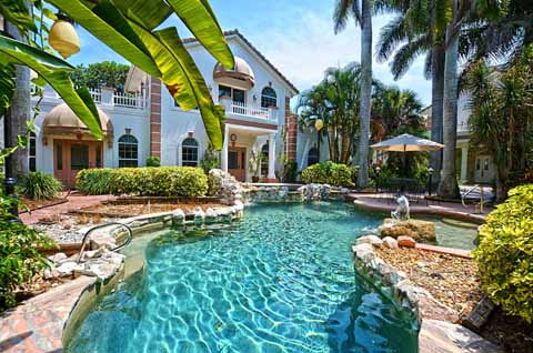 pool and guest house